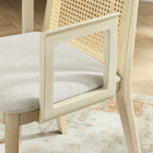 Modway Monarch Wood and Rattan Dining Armchair - Antique White/Natural/Heathered Weave Ivory-Non-Marking Floor Glides