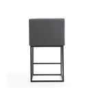 Manhattan Comfort Ambassador 20.5" Mid-Century Modern Faux Leather Upholstered Counter Stool - Grey and Black-Delivered to you Fully Assembled! No Assembly Required
