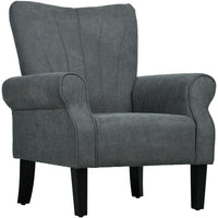 HOMCOM Fabric Accent Chair with Wood Legs - Rolled Arms for Living Room - Dark Grey-Breathable linen-feel fabric resists wrinkles and deformation  
