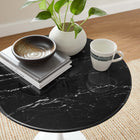 Modway Lippa 20" Round Faux Marble Side Table - White Black-Non-Marking Felt Pad