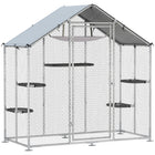 PawHut Walk-in Catio Outdoor Cat Enclosure with Waterproof Cover - 38" D x 79" W x 77" H - Silver-Features a spacious 77" walk-in height, letting you join your cat 