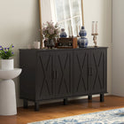 HOMCOM Farmhouse 47.2" L Sideboard Buffet Cabinet with 4 Barn Doors - Black-Crafted from painting MDF frame, easy to maintain