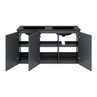 Modway Bryn 48" Wall-Mount Double Sink Bathroom Vanity - Grey/Black-8" Centerset Faucet Holes