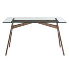 Modway Steadfast 56" Glass Top Office Desk - Walnut-Non-Marking Foot Pads
