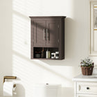 kleankin Bathroom Wall Cabinet with Shelf - Brown-Cabinet with doors and open shelf store your beauty products and daily hygiene items