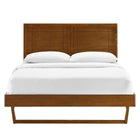 Modway Marlee Wood Twin Platform Bed with Angular Frame - Walnut-Twin Headboard With Window Pane Detail