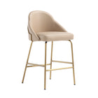 Manhattan Comfort Gracie 22" Modern Leatherette Upholstered Counter Stool - Tan and Gold - 3 Pack-Weight Capacity: 275 Lbs. Each