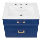 Modway Daybreak 24" Bathroom Vanity - Blue/White-DURABLE VANITY - This vanity is crafted with rubberwood, MDF, and particleboard with a matte finish and is complete with a ceramic sink with an integrated countertop and 8" centerset faucet holes