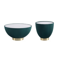 Manhattan Comfort Anderson Modern 28.15" Coffee Table and 18.43" End Table - Green - Set of 2-Modern Coffee Table and End Table Set for Living Room Use