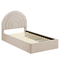 Modway Solana Arched Performance Velvet Twin Platform Bed - Almond-Stain-Resistant Performance Velvet Upholstery