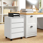 HOMCOM 4-Drawer Letter/A4 Filing Cabinet with Lockable Wheels - White-Four wheels to move around easily, two can be locked to stop it moving
