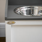PawHut Large Elevated Dog Bowl Stand with Bowl and Storage - White-Materials: Stainless Steel, MDF 