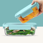 Bentgo Glass Leak-Proof Glass Food Storage 4-Piece Set - Soft Aqua- Smart Seal System features 4 locking clips and a 100% airtight 360° seal that ensures no accidental spills will happen.