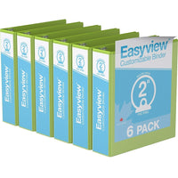 Davis Group Easyview Premium Binder - Round Ring - Customizable - 2" - Lime Green - 6 Pack-3 Ring Binder