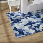 Modway Andela Interlocking Block Mosaic Area Rug - 5 ft W x 8 ft L - Multicolored Light/Dark Blue-Protect Floors From Traffic/Furniture
