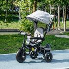 Qaba 6-in-1 Toddler Tricycle Stroller with Basket and Canopy - Grey-Seat Size: 10.2" W x 13.4" H (26W x 34H cm) 