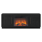 Hudson&Canal Tillman TV Stand with 26" Log Fireplace for TV's up to 75" - Black Grain-A transitional design accommodates TVs up to 75" for your entertaining space