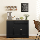 HOMCOM Modern Sideboard Buffet Cabinet with Wood Effect Top & Multi Storage Shelves - Black-3-level adjustable shelf in 2-door cabinet enhances flexibility