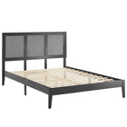 Modway Sirocco Rattan and Wood Full Platform Bed - Black-Full Platform Bed With Headboard