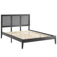 Modway Sirocco Rattan and Wood Full Platform Bed - Black-Full Platform Bed With Headboard