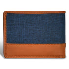 Champs Denim Leather Bi-Fold Wallet - Tan/Blue-Double Bill compartment