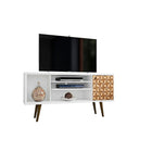 Manhattan Comfort Liberty 53.14" TV Stand, White/3D Brown (200AMC67)-Free Standing TV Stand for Living Room and Bedroom use.