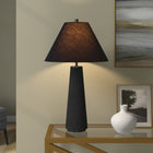 Hudson&Canal Ingalls 28" Tall Monochrome Table Lamp with Fabric Shade - Matte Black/Black-Rated for one 60W incandescent bulb - 9W LED bulb, 13W fluorescent (CFL) bulb, or 9W self-ballasted LED bulb, E26-base bulb, Bulb not included
