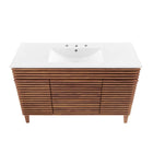 Modway Render 48" Single Sink Bathroom Vanity - Walnut/White-Tapered Wood Legs