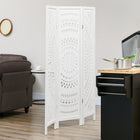 HOMCOM 3 Panel Wood Freestanding Room Divider for Home Office - White-No assembly required for immediate use 