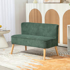 HOMCOM 46" Loveseat Sofa with Wood Legs - Green-Deep foam padded seat cushion with spring pack inside to sink in comfortably