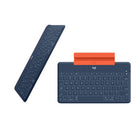 Logitech Keys-To-Go Bluetooth Keyboard for iPhone, iPad, and Apple TV - Blue-Works with the screens you use most including iPhone, iPad, and Apple TV, and comes with a built-in phone stand
