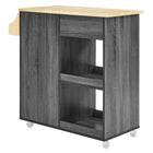 Modway Culinary Kitchen Cart With Spice Rack - Charcoal Natural-Side Spice Rack
