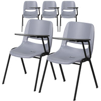 Flash Furniture Grey Ergonomic Shell Chair with Left Handed Flip-Up Tablet Arm-Set of 5 Multipurpose Tablet Arm Chairs