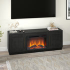 Hudson&Canal Tillman TV Stand with 26" Log Fireplace for TV's up to 75" - Black Grain-Features easy assembly