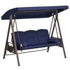 Outsunny 3-Seater Porch Swing Heavy Duty with Tilt Canopy - Dark Blue-Heavy duty freestanding outdoor swing comfortably holds 3 people for lounging experience
