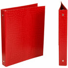 JAM Paper Premium Crocodile Textured 3 Ring Binders, 1 Inch, Red, Sold Individually (751CRE)-11.6" x 10.4"
