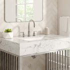 Modway Gridiron 36" Bathroom Vanity - White/Silver-Stainless Steel Metal