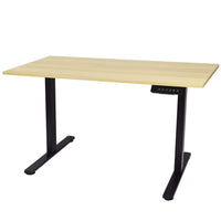 Ezywork Dual Motor Electric Height Adjustable Standing Desk - 48" x 24" - Black Frame / Bright Wood Table Top-Eletric with DUAL MOTOR