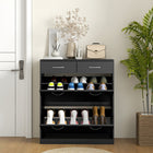 HOMCOM Entryway Shoe Cabinet with 2 Flip Drawers for 12 Pairs - Black-Colour: Black