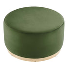 Modway Tilden Large 29" Round Performance Velvet Upholstered Ottoman - Moss Green/Natural-Non-Marking Foot Glides