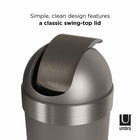 Umbra Venti 16-Gallon (62 L) Trash Can with Swing Top Lid - Pewter-Durable & Easy To Maintain: Venti is made of durable polypropylene that is stable and easy to maintain; just wipe it clean with a damp cloth