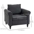 HOMCOM Vintage Accent Chair with Rolled Arms - Rubber Wood Legs for Living Room - Dark Grey-Removable and washable pillow cover for added convenience 
