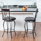 Homy Casa Industrial Swivel 26" Counter-Height Bar Stools - Set of 2 - Black Faux Leather-Versatile Style: Blends well with both traditional and modern decor styles.