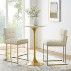 Modway Privy Upholstered Fabric Counter Stool - Gold Beige - Set of 2-Soft Polyester Fabric Upholstery