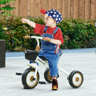 Qaba Kids Tricycle with Adjustable Seat and Basket - White-10" front and 8" rear EVA wheels 