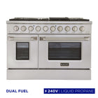 Kucht 48" KDF Series Pro Style Propane Gas Range - Stainless Steel-Professional class range features 2-20000 BTU dual burners with simmer, 2-12000 BTU burners, 2-9000 BTU burners and 2-6000 BTU burners