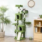 PawHut 70" Multi-Level Cat Tree Tower with 2 Condos - Green-Two top perches with PP cotton filling offer a cloud-like sleeping experience 