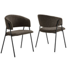 Modway Nella Upholstered Heathered Chenille Dining Chairs - Java/Black - 2 Pack-Set of 2 Accent Dining Chairs