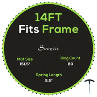 Soozier Trampoline Replacement Mat with 8 Rows of Stitching - Fits 14ft Trampoline - Green-Fits a 14' round trampoline with 80 V-rings, and 5.5" (14cm) springs