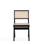 Manhattan Comfort Hamlet 17.64" Industry Chic Dining Chair - Black and Natural Cane - Set of 2-Seat Made from Natural Cane